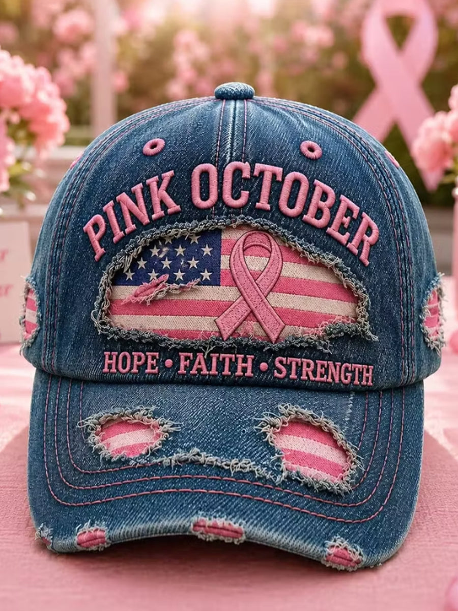 Unisex Casual Breast Cancer Awareness Print Hat