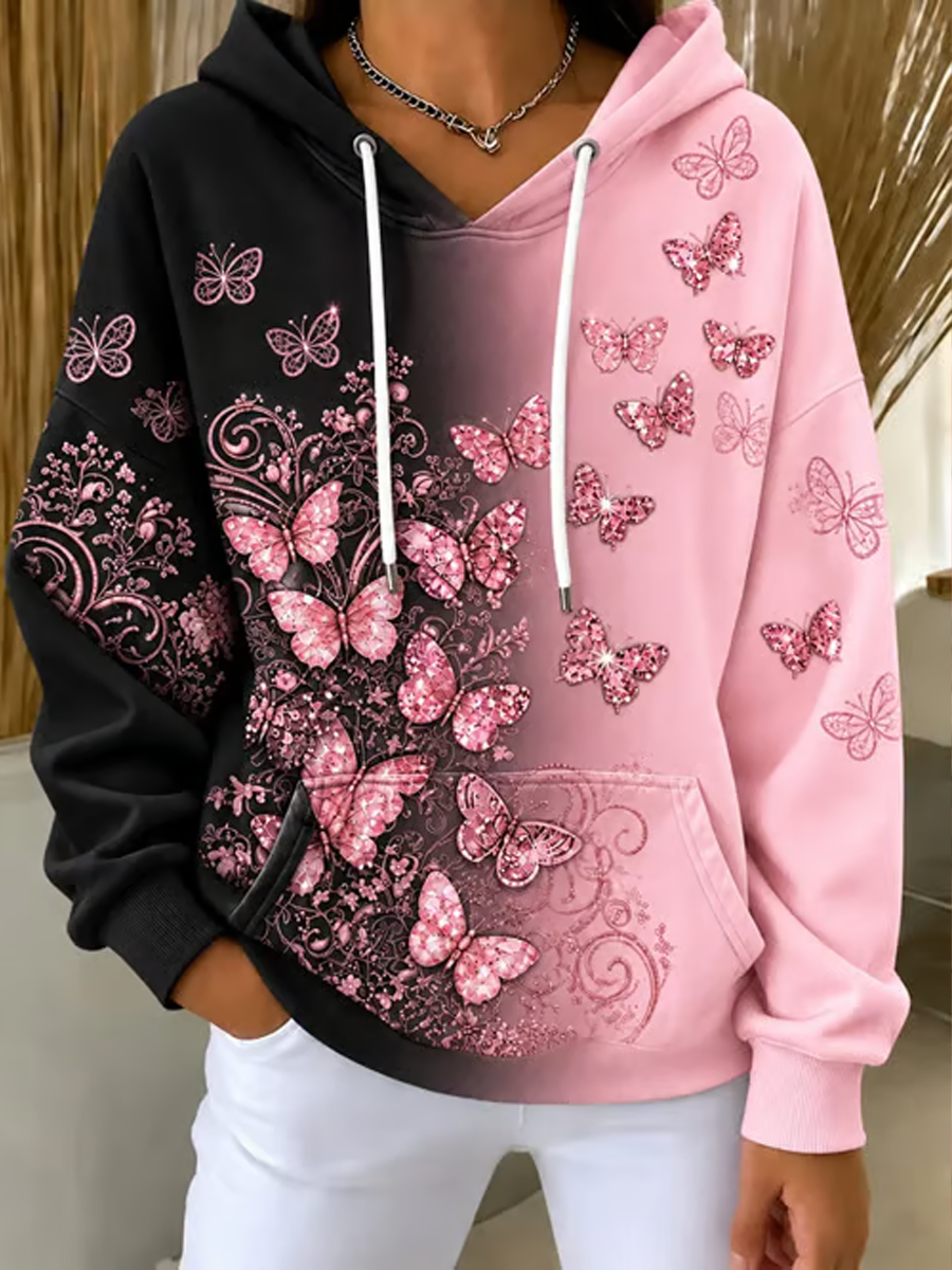 Women's Pink print hoodie