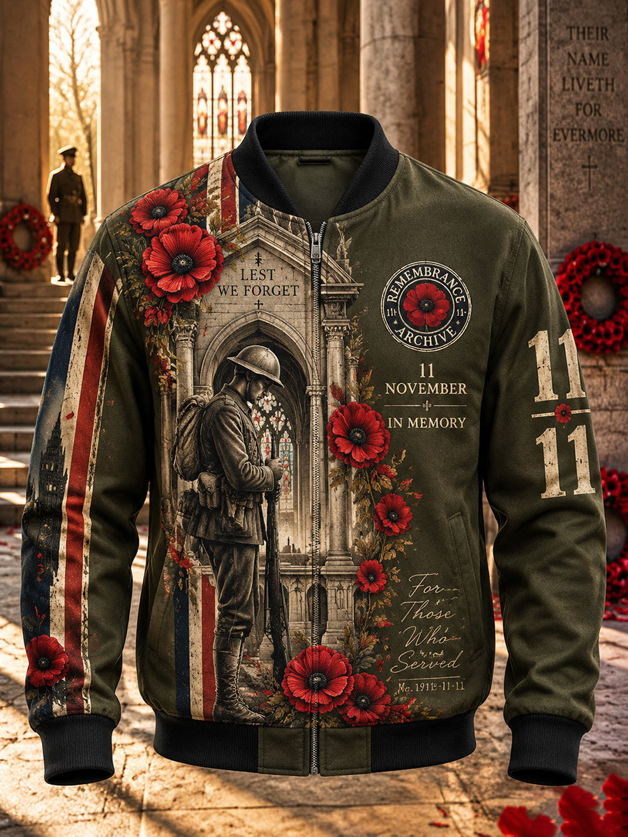 Men's British Remembrance Day Printed Jacket