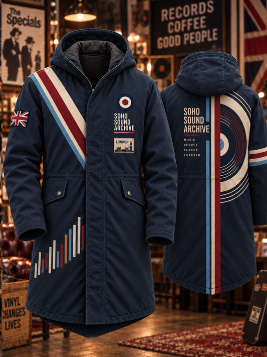 Men's Paul Weller Mod Culture Printed Hooded Long Coat