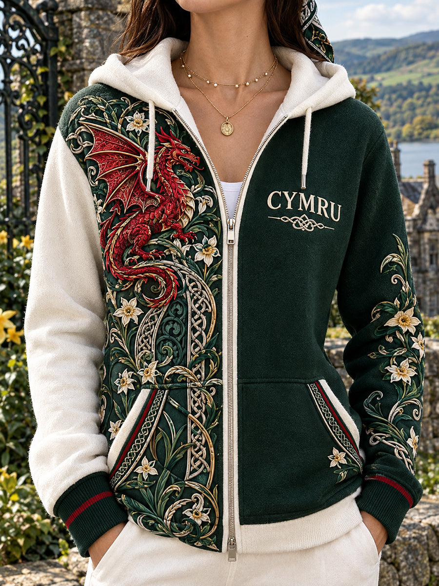Women's Vintage British Wales Printed Hoodie