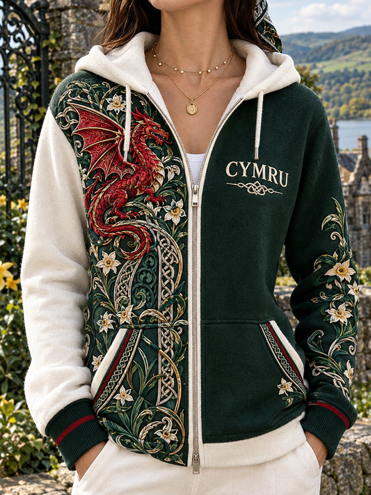 Women's Vintage British Wales Printed Hoodie