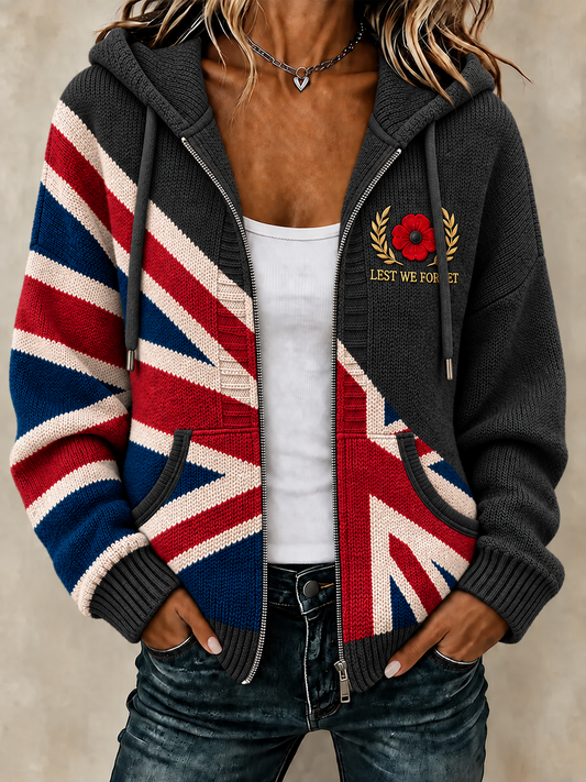 Women's Remembrance Day Woolen Cardigan Coat