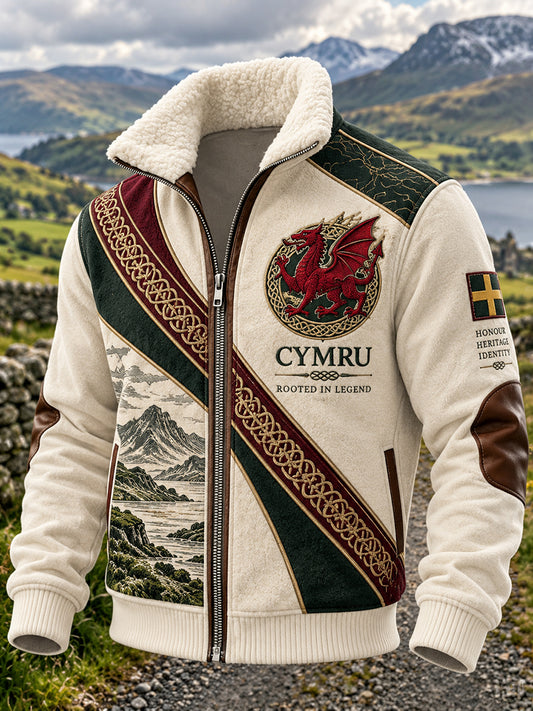 Men's Vintage British Wales Printed Long-sleeve Jacket