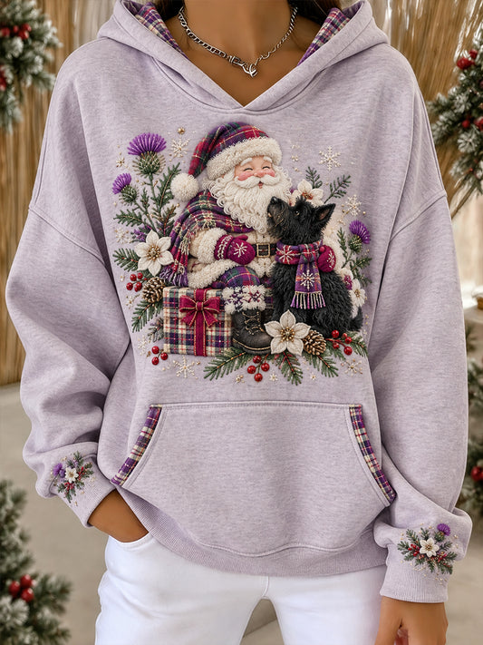 Women's Scotland Christmas Art Printed Hoodie