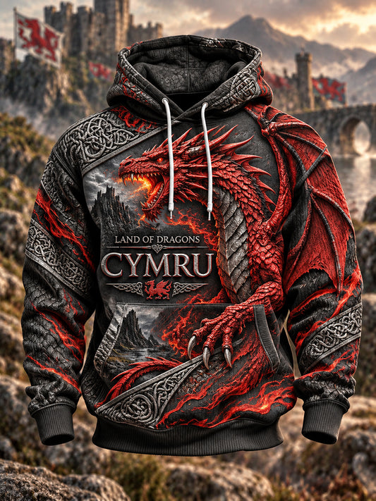 Men's British Wales Printed Graphic Hoodie