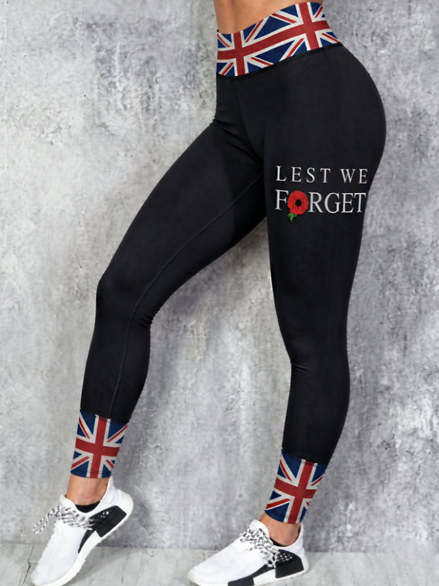Women's Remembrance Day Lest We Forget High Waisted Leggings