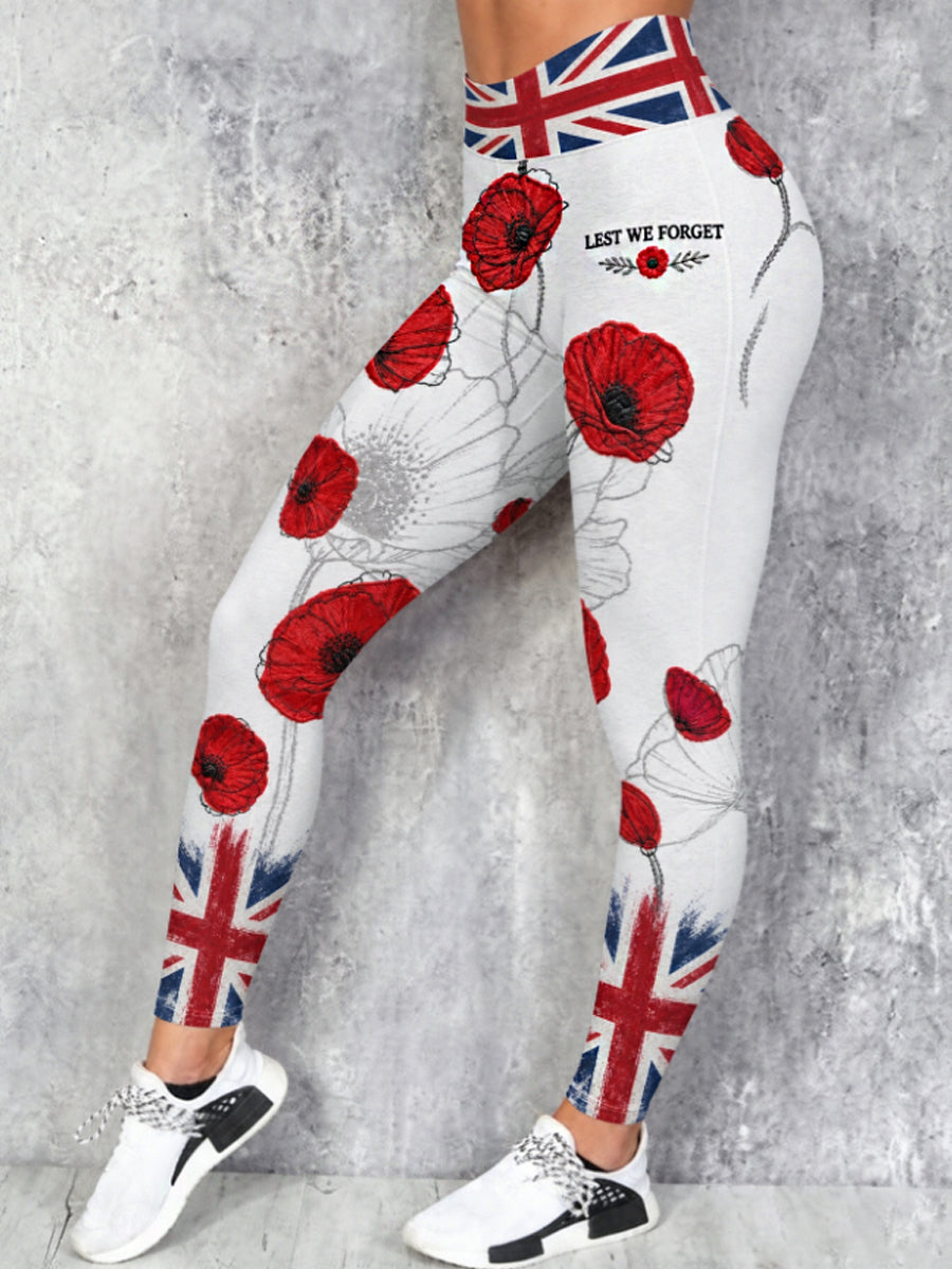 Women's Remembrance Day Lest We Forget High Waisted Leggings