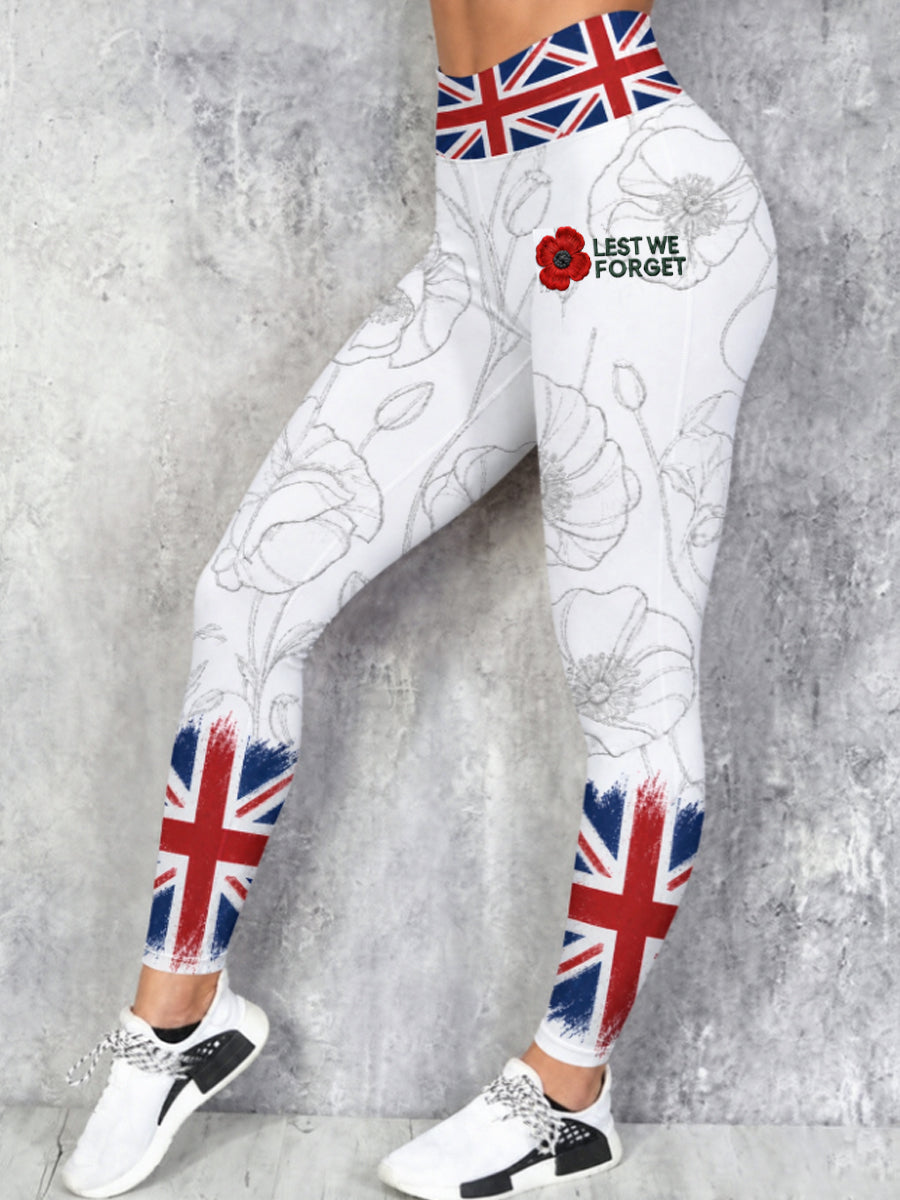 Women's Remembrance Day Lest We Forget High Waisted Leggings