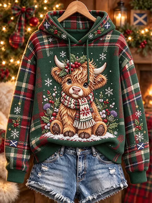 Women's Scottish Christmas Printed Regular Sweatshirt
