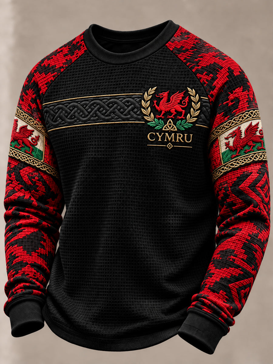 Men's Wales CYMRU Waffle-Knit Sweatshirt