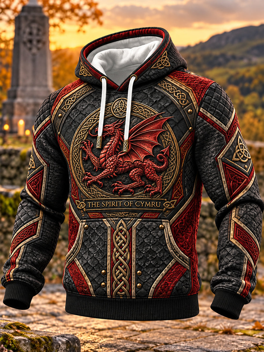 Men's Welsh CYMRU Oversized Drop-Shoulder Hoodie with Pockets