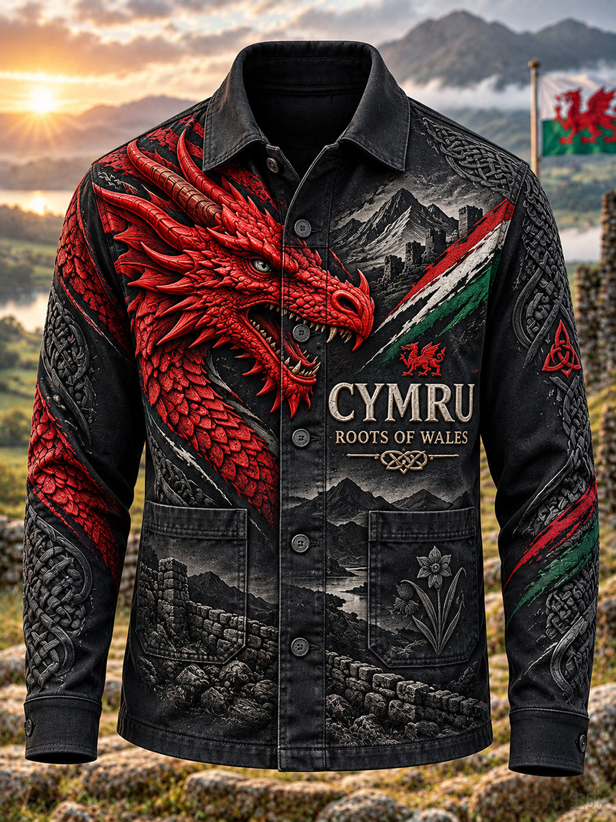 Men's British Wales Printed Printed Jakcet