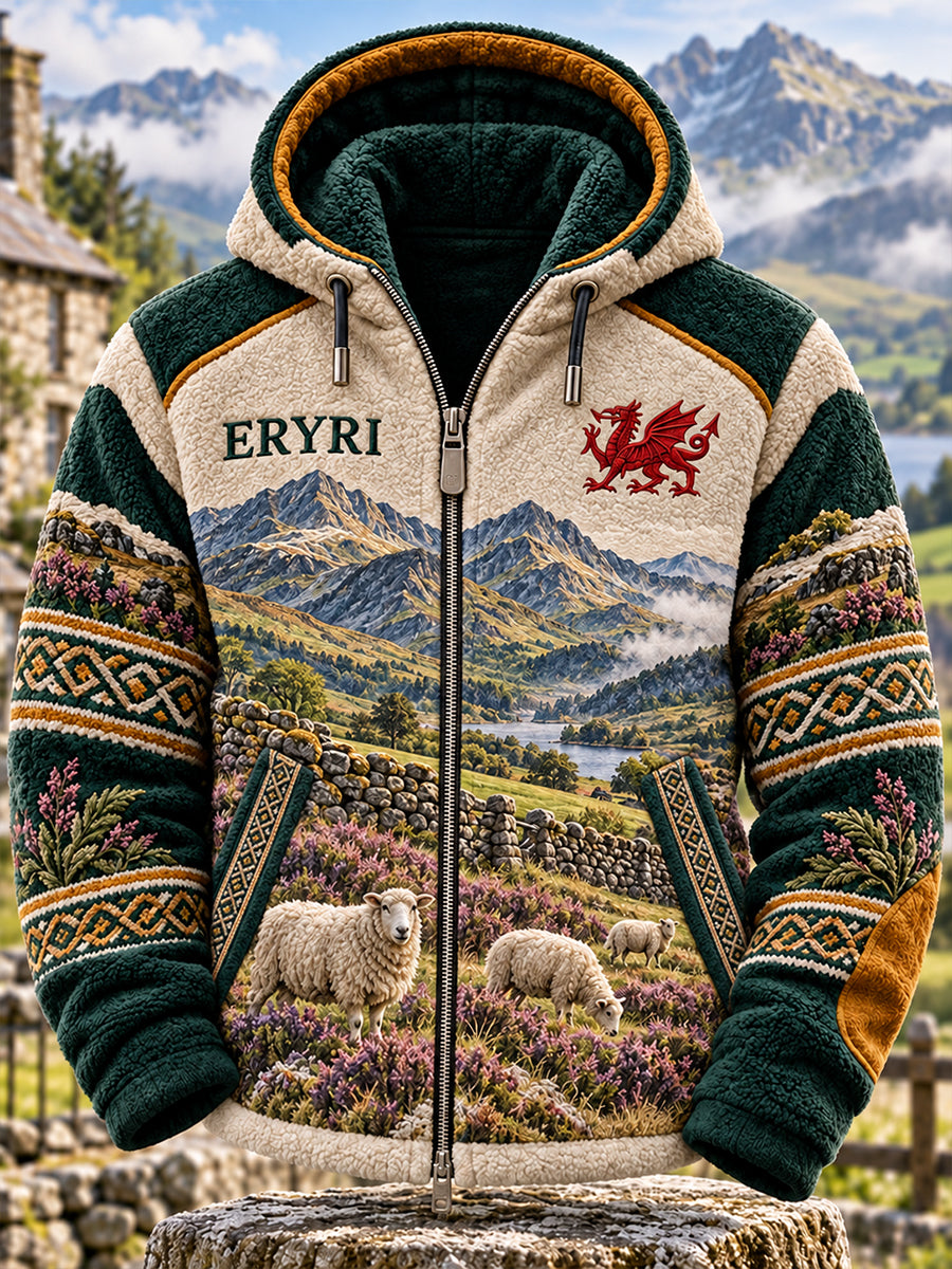 Men’S Welsh CYMRU Flannel Hooded Jacket