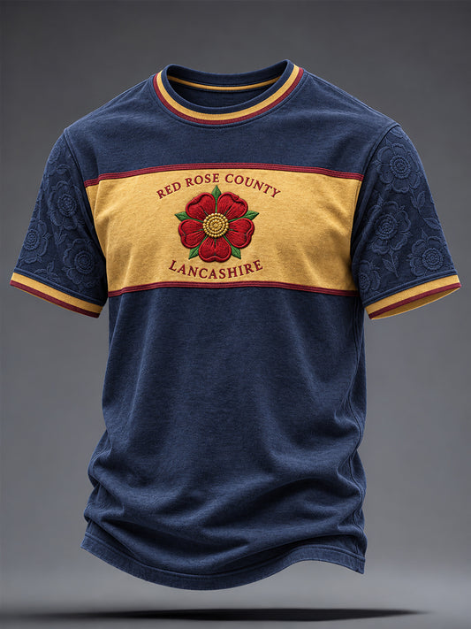 Men's England Lancashire Red Roses Art Printed T-shirt