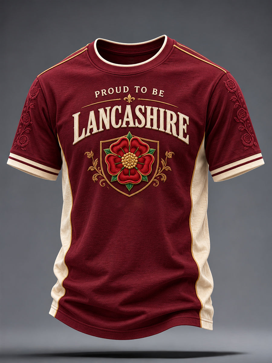 Men's England Lancashire Red Roses Art Printed T-shirt