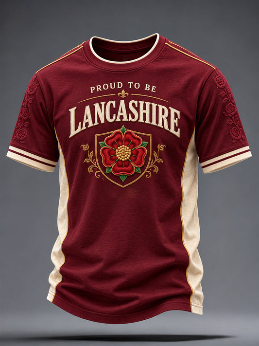 Men's England Lancashire Red Roses Art Printed T-shirt