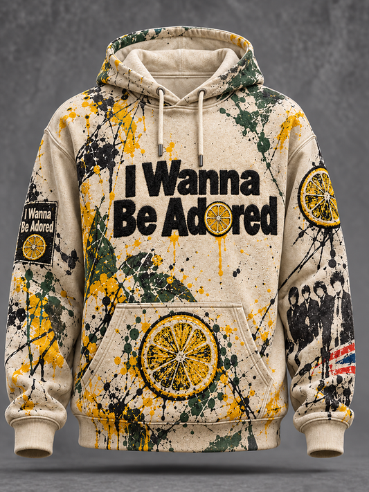 Men's Lemon Roses Music Lover Printed  Hoodie with Pockets