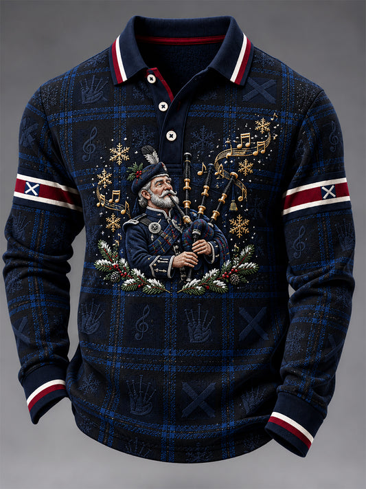 Men's Scottish Christmas Printed Polo Shirt