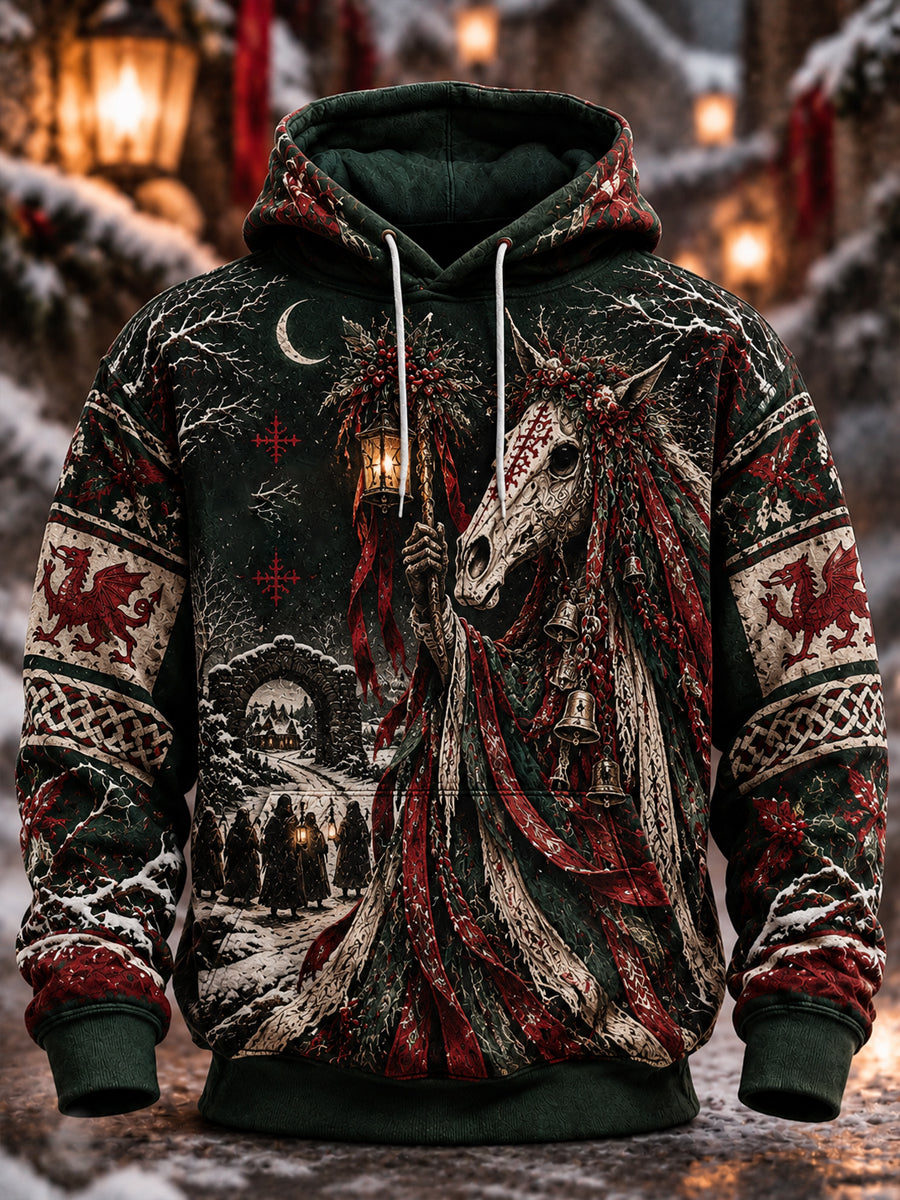 Men's Welsh Dragon Oversized Drop-Shoulder Hoodie with Pockets