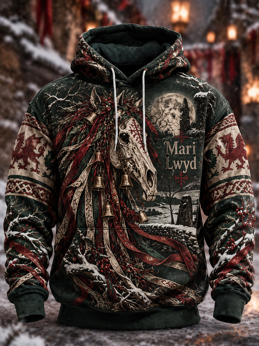 Men's Welsh Dragon Oversized Drop-Shoulder Hoodie with Pockets