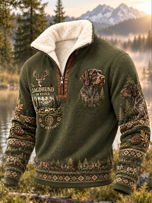 Men's Hunting Season Forest Game Reserve Stag and Hound Print Sweatshirt