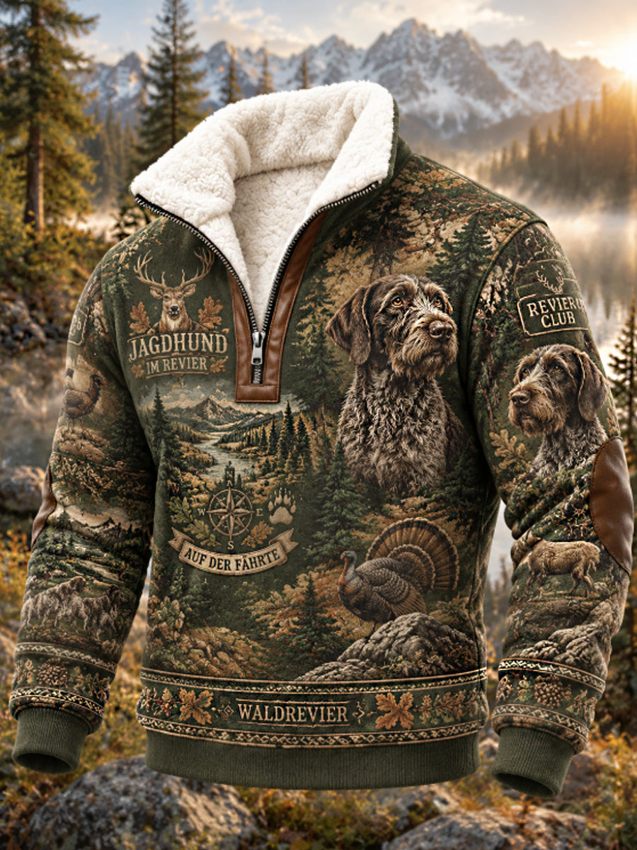 Men's Hunting Season Forest Game Reserve Stag and Hound Print Sweatshirt