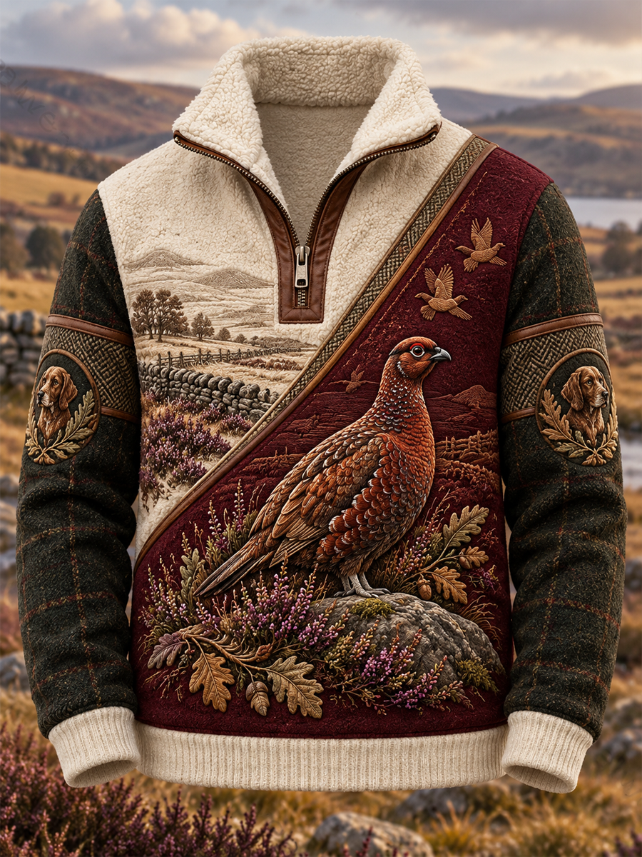 Men's Hunting Season Culture Plush Stand Collar Shirt
