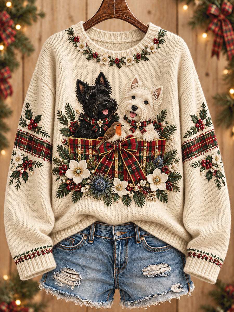 Women's Scotland Christmas Art Printed Sweater