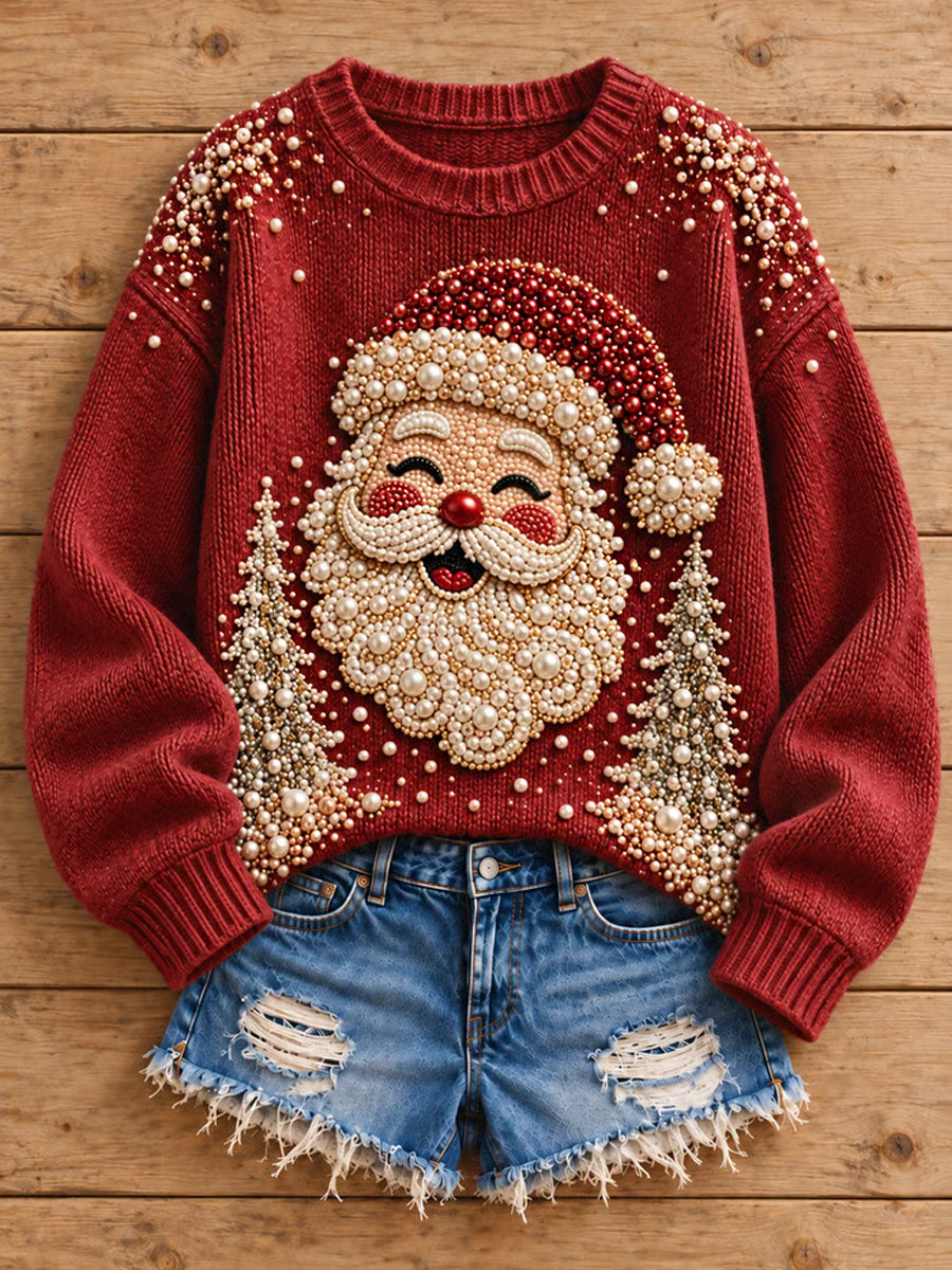 Women's Christmas Santa Claus Print Casual Sweater