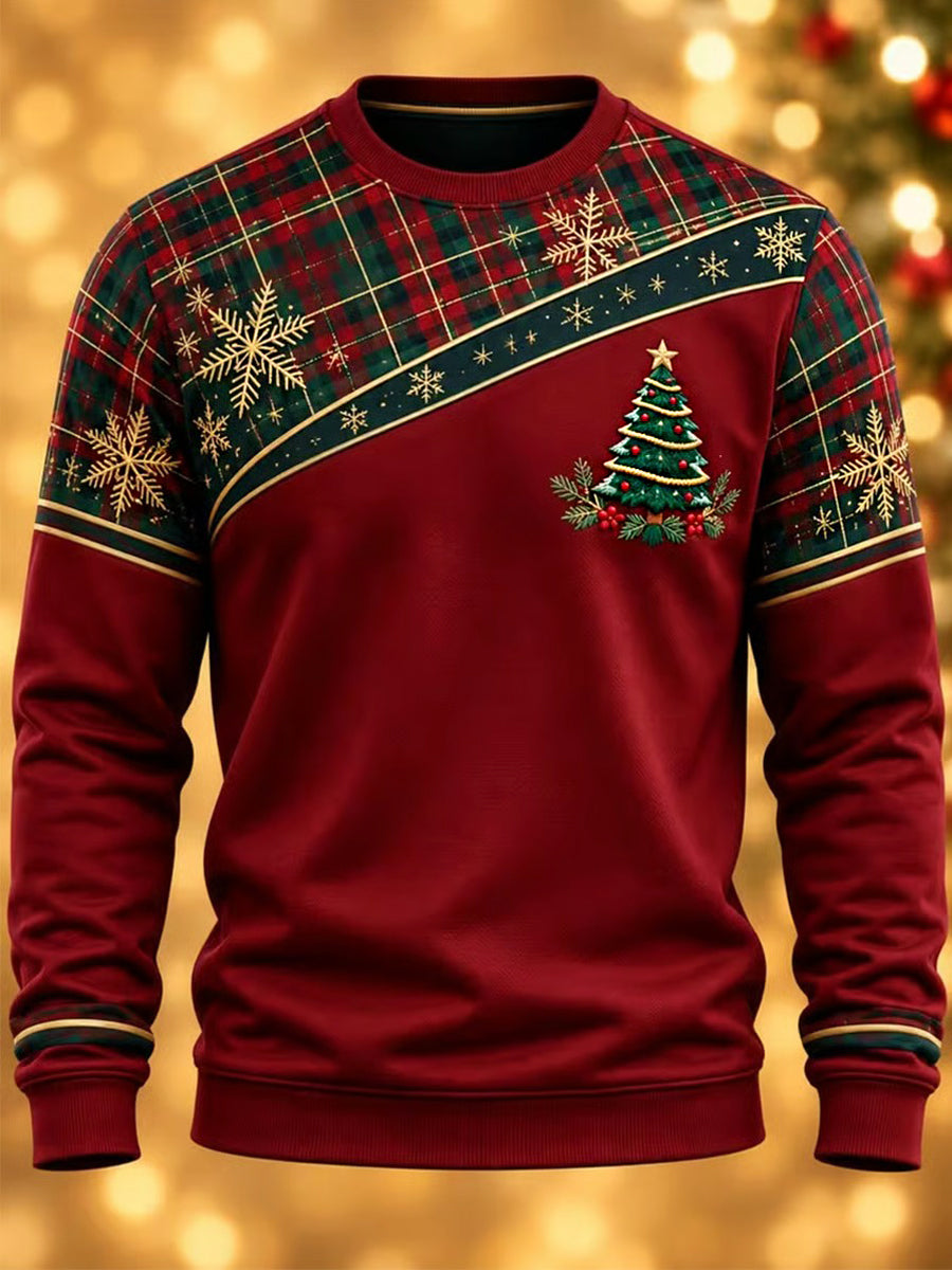 Men's Christmas Tree Print Casual Sweatshirt