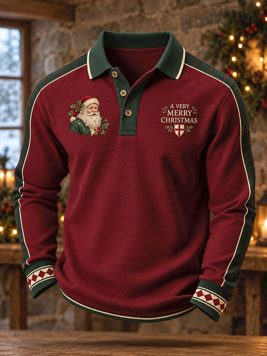 Men's England Christmas Art Printed Casual Tops
