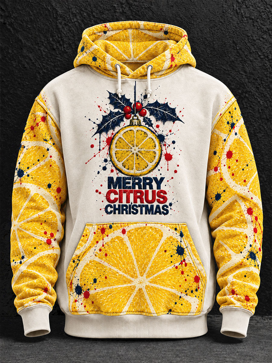 Men's UK Music Lover Christmas Art Printed Hoodie