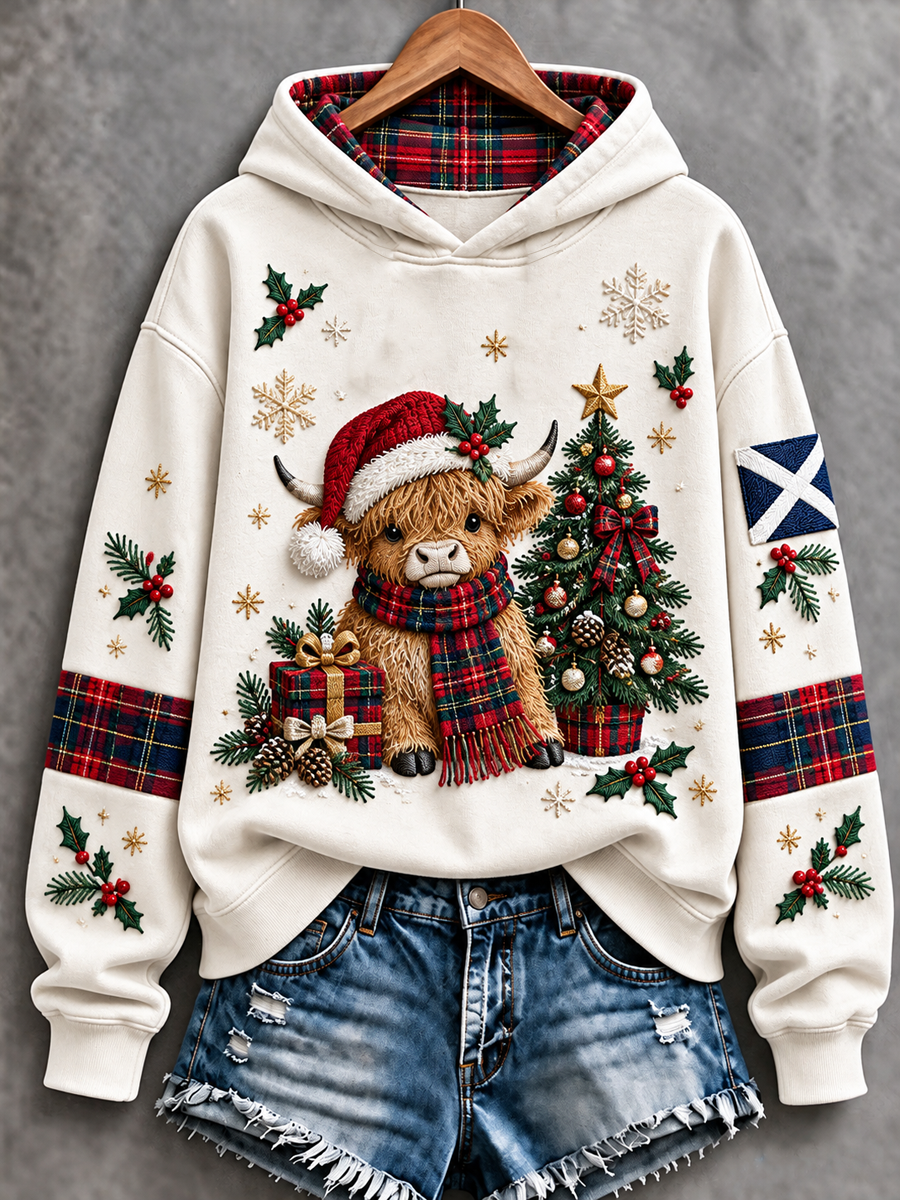 Women's Scottish Christmas Printed Regular Sweatshirt