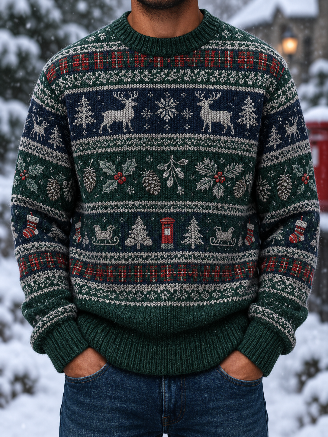 Men's Fair Isle British-style Christmas Sweater