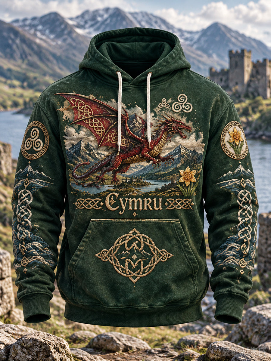 Men's UK Wales Celtic Culture Long Sleeve Hoodie