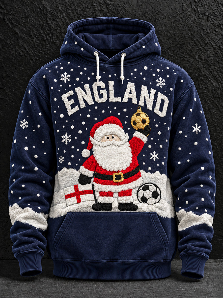 Men's UK Football Lover Christmas Art Printed Hoodie