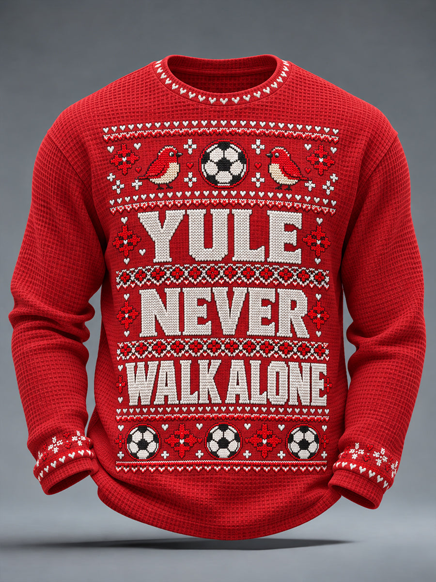 Men's UK Football Lover Christmas Art Printed Waffle Tops