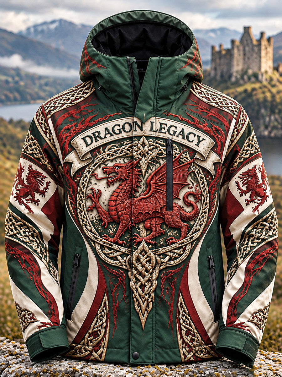 Men's Retro British Wales Printed Hardshell Jacket
