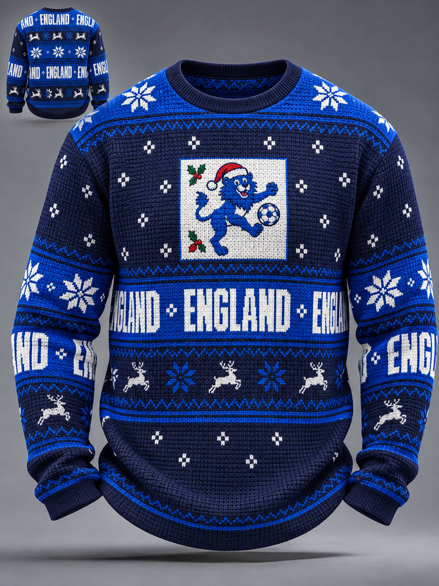 Men's UK Football Lover Christmas Art Printed Waffle Tops