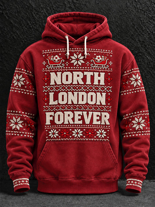 Men's UK Football Lover Christmas Art Printed Hoodie