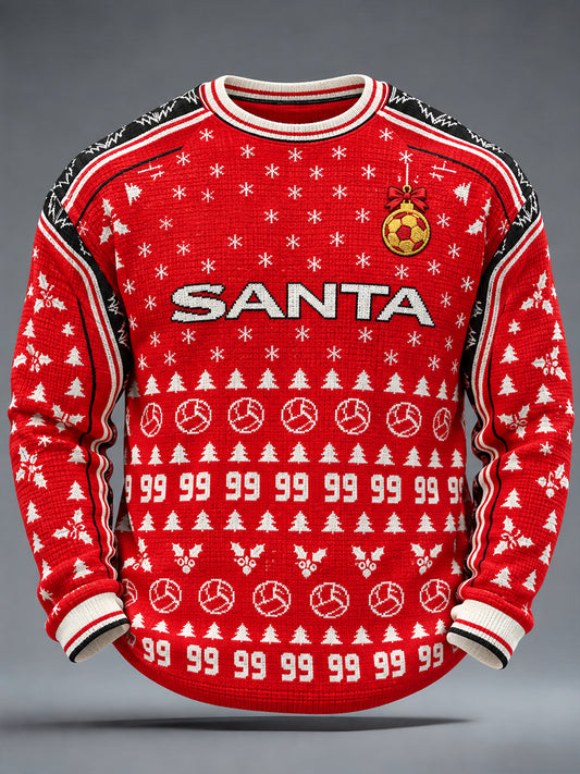 Men's UK Football Lover Christmas Art Printed Waffle Tops