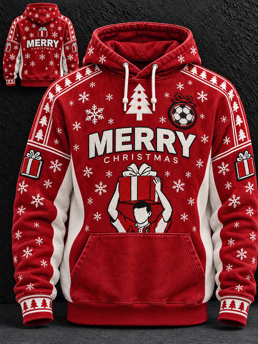 Men's UK Football Lover Christmas Art Printed Hoodie