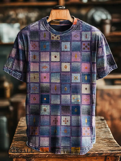 Unisex Colorful Geometric Print Casual Loose T-Shirt Colorful / S