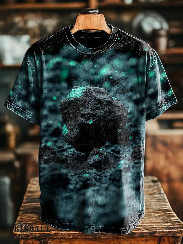 Unisex Retro Space Meteorite Print Casual Loose T-Shirt Colorful / S