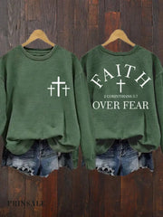 Women‘s Faith Over Fear Casual Sweatshirt Green / S